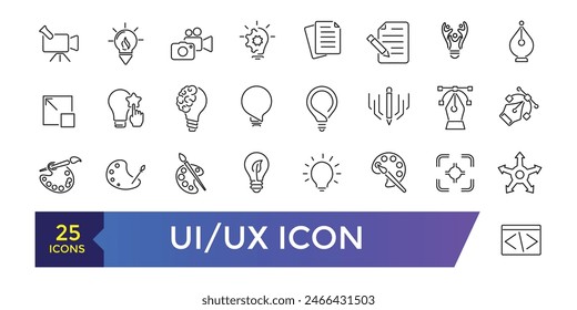 ui ux icon set. user interface icon set collection. Editable stroke.