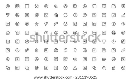 Ui ux icon set, user interface iconset collection.Outline icon.
