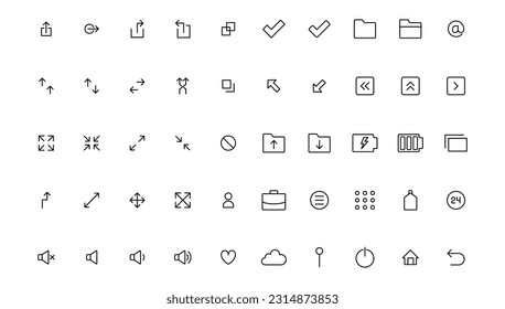 Ui UX icon set, Web and mobile user interface icon set collection.Outline icon.
