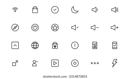 Ui UX icon set, Web and mobile user interface icon set collection.Outline icon.
