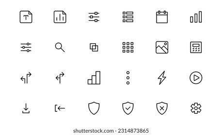 Ui UX icon set, Web and mobile user interface icon set collection.Outline icon.
