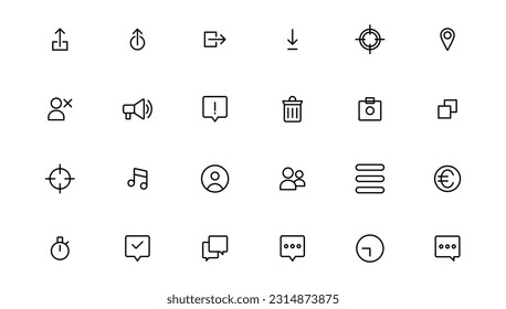 Ui UX icon set, Web and mobile user interface icon set collection.Outline icon.
