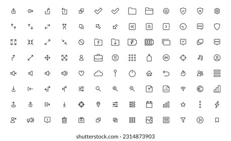 Ui UX icon set, Web and mobile user interface icon set collection.Outline icon.
