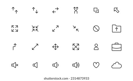 Ui UX icon set, Web and mobile user interface icon set collection.Outline icon.
