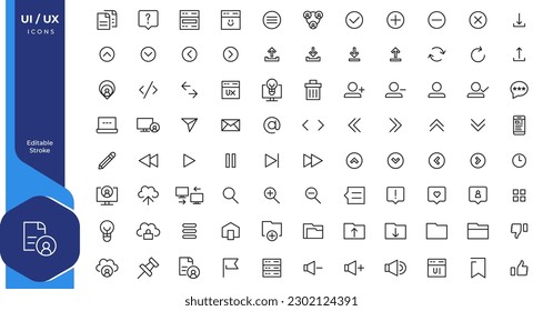 ui ux Icons bundle set, user interface icon set collection.