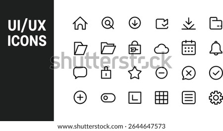 Ui ux icons set isolated on white background