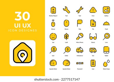 Ui Ux icons set, Ui Ux Related Objects and Elements. Vector Illustration Collection. creative Icons Set. stock illustration	