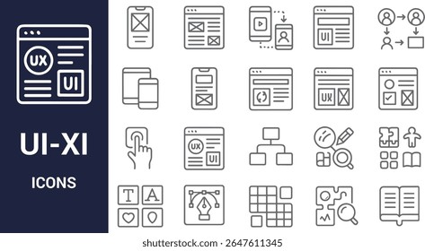 Ícones Ui Ux definidos para o usuário de design móvel e Web