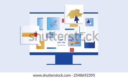 UI UX Infographic dashboard UI design with graphs charts and diagrams Web interface template