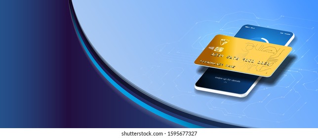 UI, UX, KIT presentation. Mockup digital technology transfer pay. mobile payment, Isometric online payment online concept. Internet payments, Vector illustration the payment using a smartphone