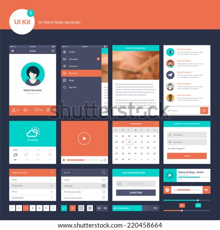 UI and UX kit for website and mobile app designs    