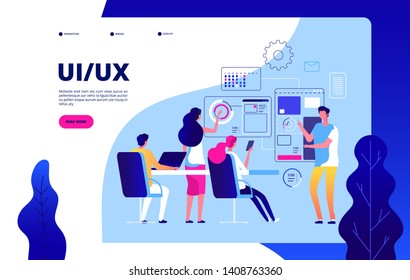 Ui Ux Landing Page. Best User Experience Automation Digital Ui Ux Testing Vector Modern Concept