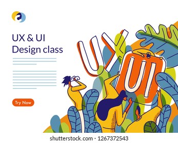 UI UX Landing page class in mixcolor style vector