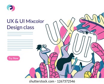 Clase de página de inicio UI UX en vector de estilo mixcolor