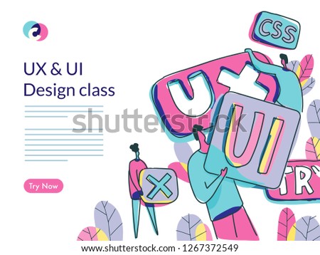 UI UX Landing page class in mixcolor style vector