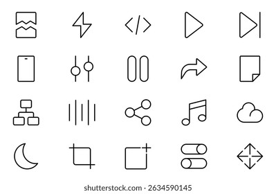 Conjunto de iconos de línea Ui ux, colección de iconos de interfaz de usuario. Conjunto esencial de interfaz de usuario Básica. 200 iconos de contorno de línea. Para App, Web, Imprimir. Conjunto de iconos de esquema