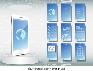 UI, UX For Mobile Application Template Design Some Elements Of This Image Furnished By NASA