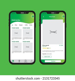 UI UX Mobile Design. Mobile App UI, UX. Food Menu UI UX. Black And Green.