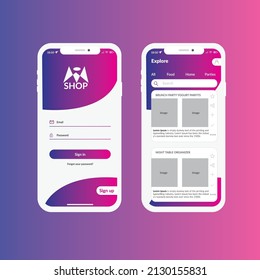 UI. UX Mobile design. Shop, Product buys mobile app UI, UX kit including sign up, food menu, booking and home service type review screens.