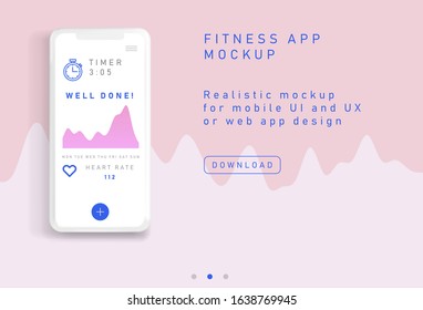 UI and UX mockup for Fitness of other Mobile Apps, tracker with graphs and icons.