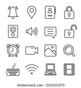 conjunto de iconos resaltados por UI UX. Elemento de icono de la interfaz de usuario para PC y smartphone.