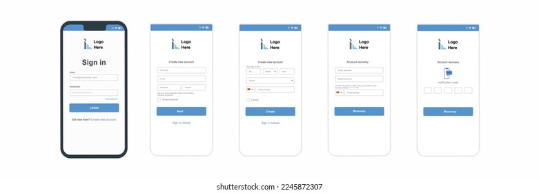 ui ux Paketdesign des mobilen App-Registrierungsformulars