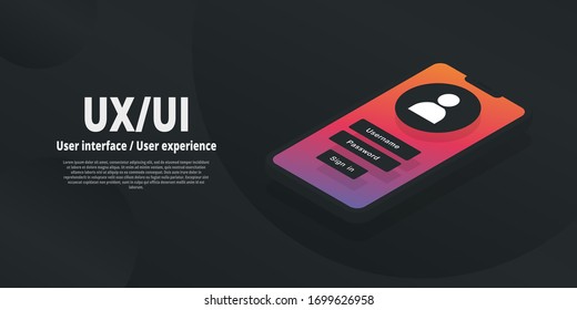 UI, UX poster. User experience, user interface illustration.
