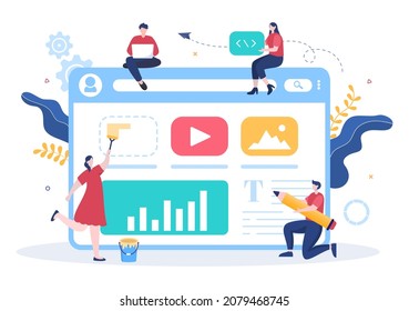 UI  UX Programmer Flat Design Vector Illustration for Business Information and Team Sharing Ideas with Designer, Coding, Interface or Software App Development 