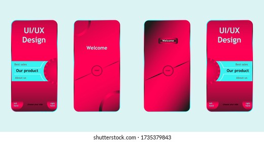 Ui Ux smartphone design. Start page with roll button.