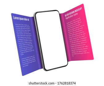 UI or UX smartphone mobile app leaflet template with application description and download link