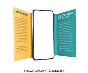 UI or UX smartphone mobile app leaflet template with application description and download link