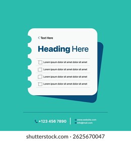 UI UX Style of Notepad Design - Flip Card Design - List Design - Kind of Note Pad Paper Design