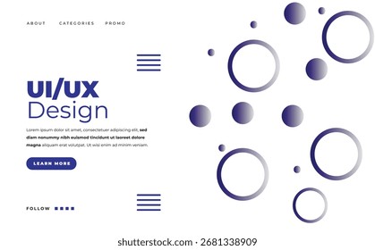 Ui ux or technology landing page and web template design