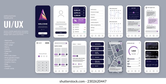 UI UX template with colorful logo and corporate branding