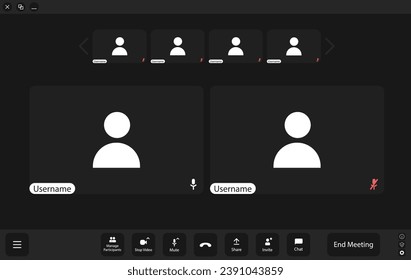 UI UX template for laptop, desktop and phone. Video conferencing and meeting.