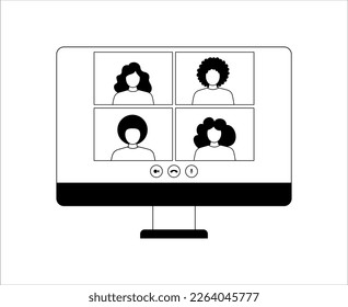 UI UX template for video conferencing and meetings application on desktop. Four users