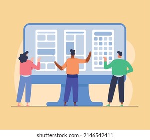 UI and UX three designers characters