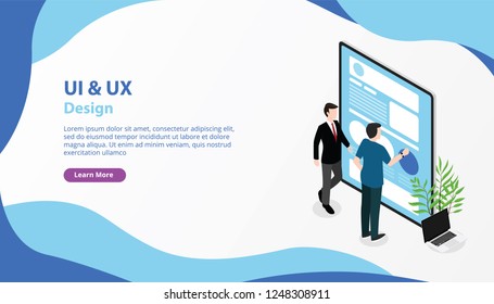 ui ux user interface and user experience banner website design page template vector illustration