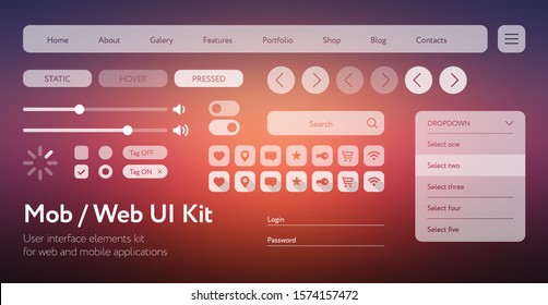 UI UX user interface template for web and applications on colorful orange background