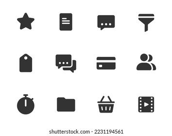 ui web glyph icons isolated on white background. ui glyph icon set for web, mobile apps, ui design, print polygraphy and promo advertising business