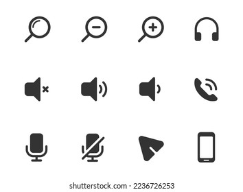 ui web icons isolated on white background. glyph icon set for web, mobile apps, ui design, print polygraphy and promo advertising business