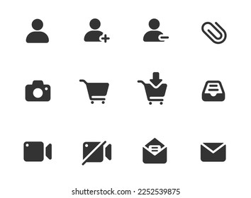 ui iconos web aislados en fondo blanco. juego de iconos glifos para web, aplicaciones móviles, diseño ui, poligrafía de impresión y publicidad promocional