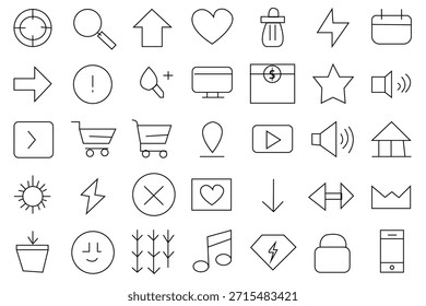 Conjunto de iconos de contorno de interfaz de usuario y Web para diseño de App e interfaz