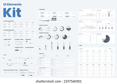 UI Wireframe Graphs and charts Kit elements for mobile or website 