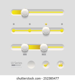 Ui yellow sliders set design.