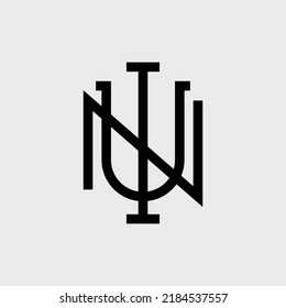 UIN or NIU monogram vector logo made from thin lines. Three letters combined artistically. Suitable for company, clothing, fashion, and business.