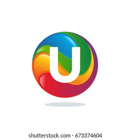 U-initial 3D Modern Ball Logo template designs vector illustration