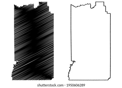 Condado de Uintah, Estado de Utah (condado de los EE.UU., Estados Unidos de América) mapa de ilustración vectorial, dibujo de garabatos mapa de Uintah