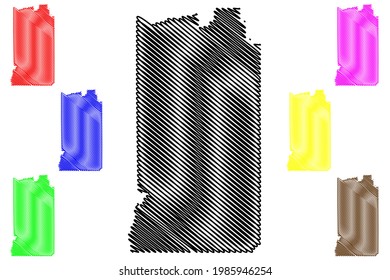 Condado de Uintah, Estado de Utah (condado de los EE.UU., Estados Unidos de América) mapa de ilustración vectorial, dibujo de garabatos mapa de Uintah