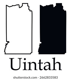 Uintah (Utah) city map with black border outline vector